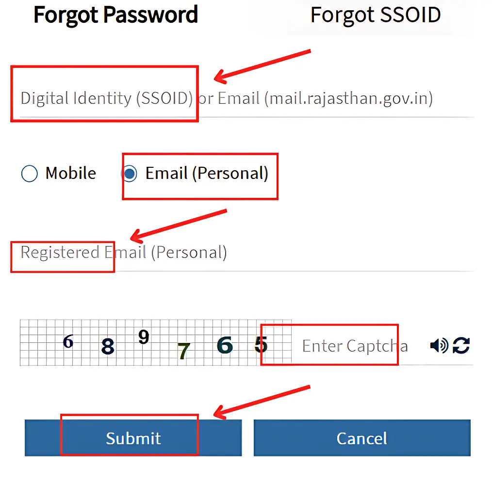SMS द्वारा SSO ID पासवर्ड रिकवर करें