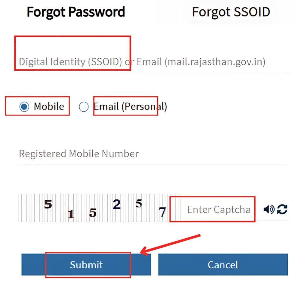 ईमेल ID से SSO ID पासवर्ड रिकवर करें